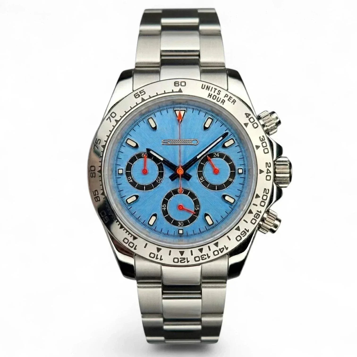 Seiko Mod Daytona Tiffany Blue with orange hands "Racing' Edition by Modtime Creations 