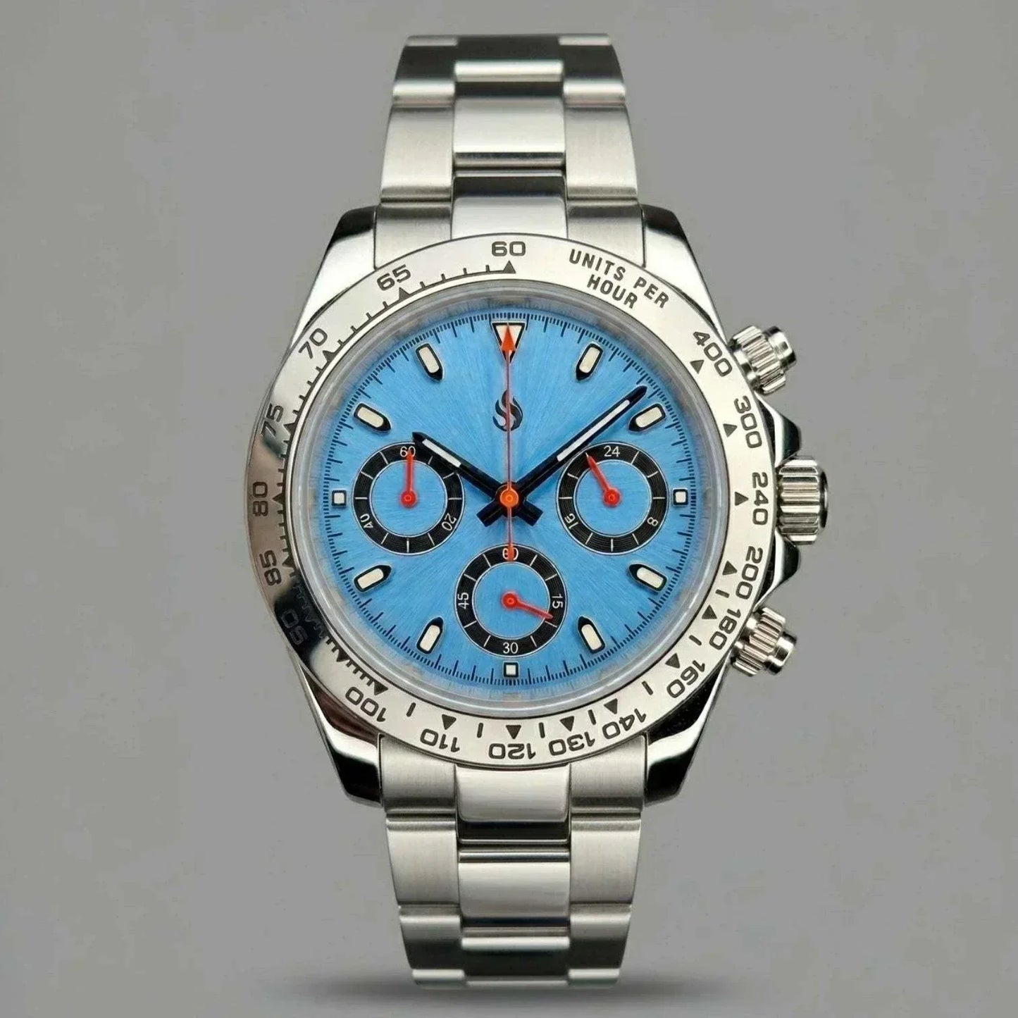 Seiko Mod Daytona Tiffany Blue with orange hands "Racing' Edition by Modtime Creations 