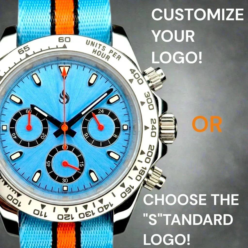Seiko Mod Daytona Tiffany Blue with orange hands "Racing' Edition by Modtime Creations 