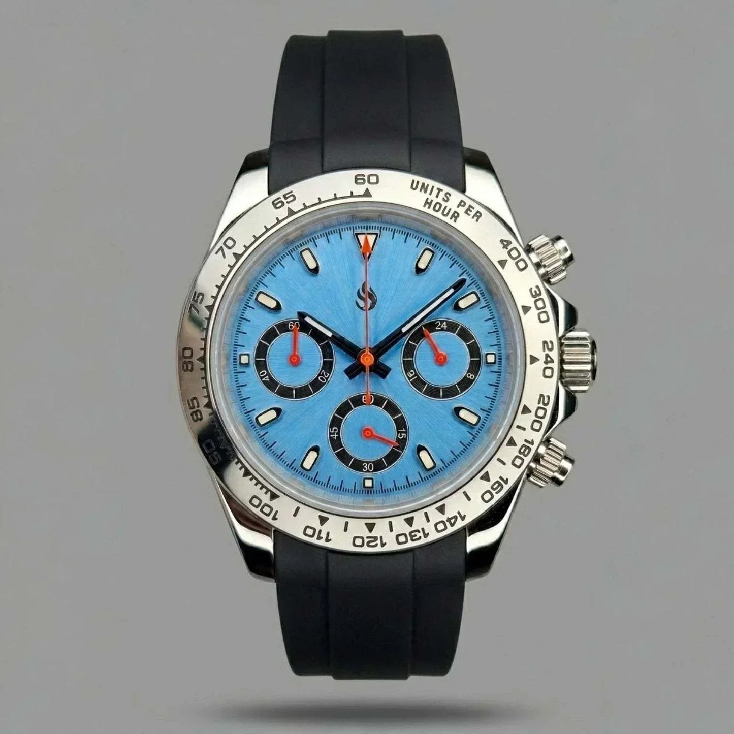 Seiko Mod Daytona Tiffany Blue with orange hands "Racing' Edition by Modtime Creations 