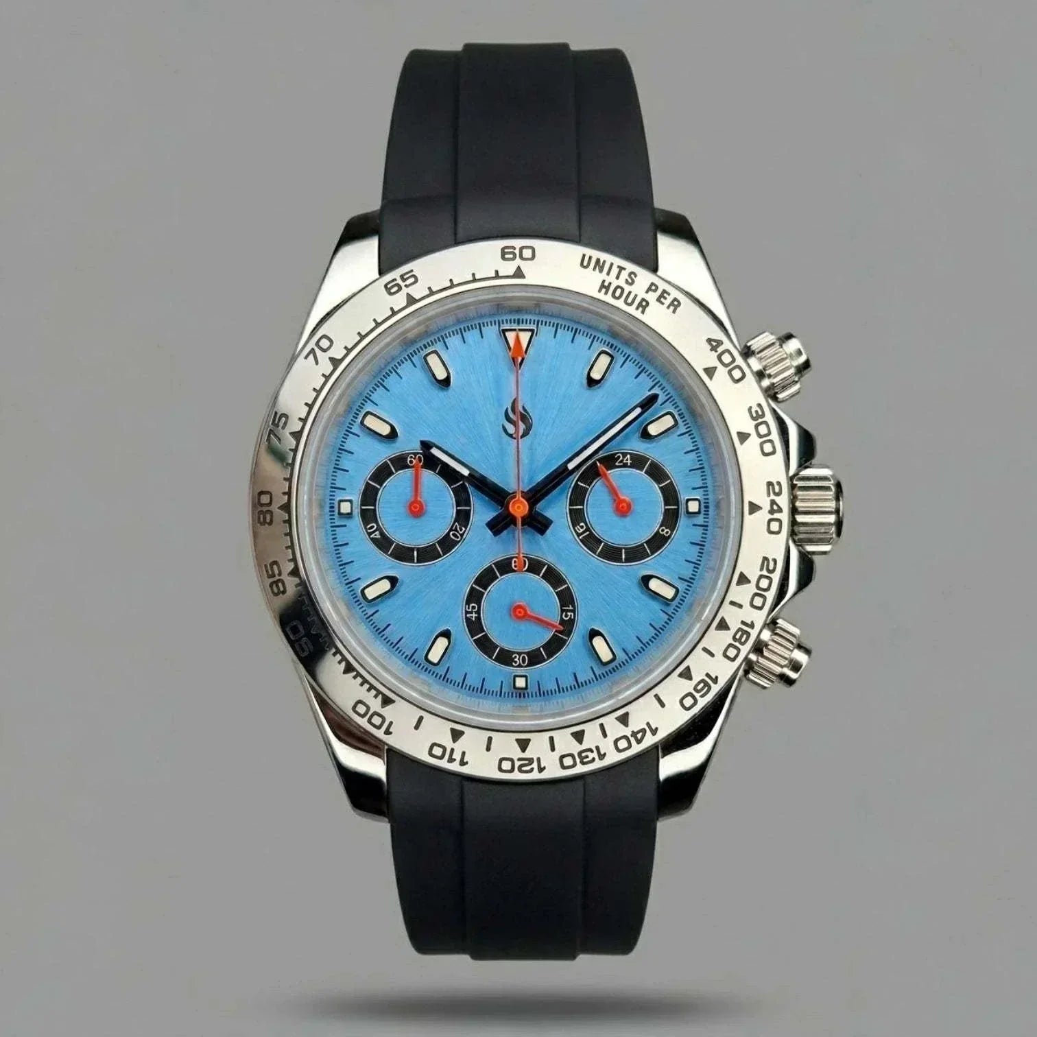 Seiko Mod Daytona Tiffany Blue with orange hands "Racing' Edition by Modtime Creations 