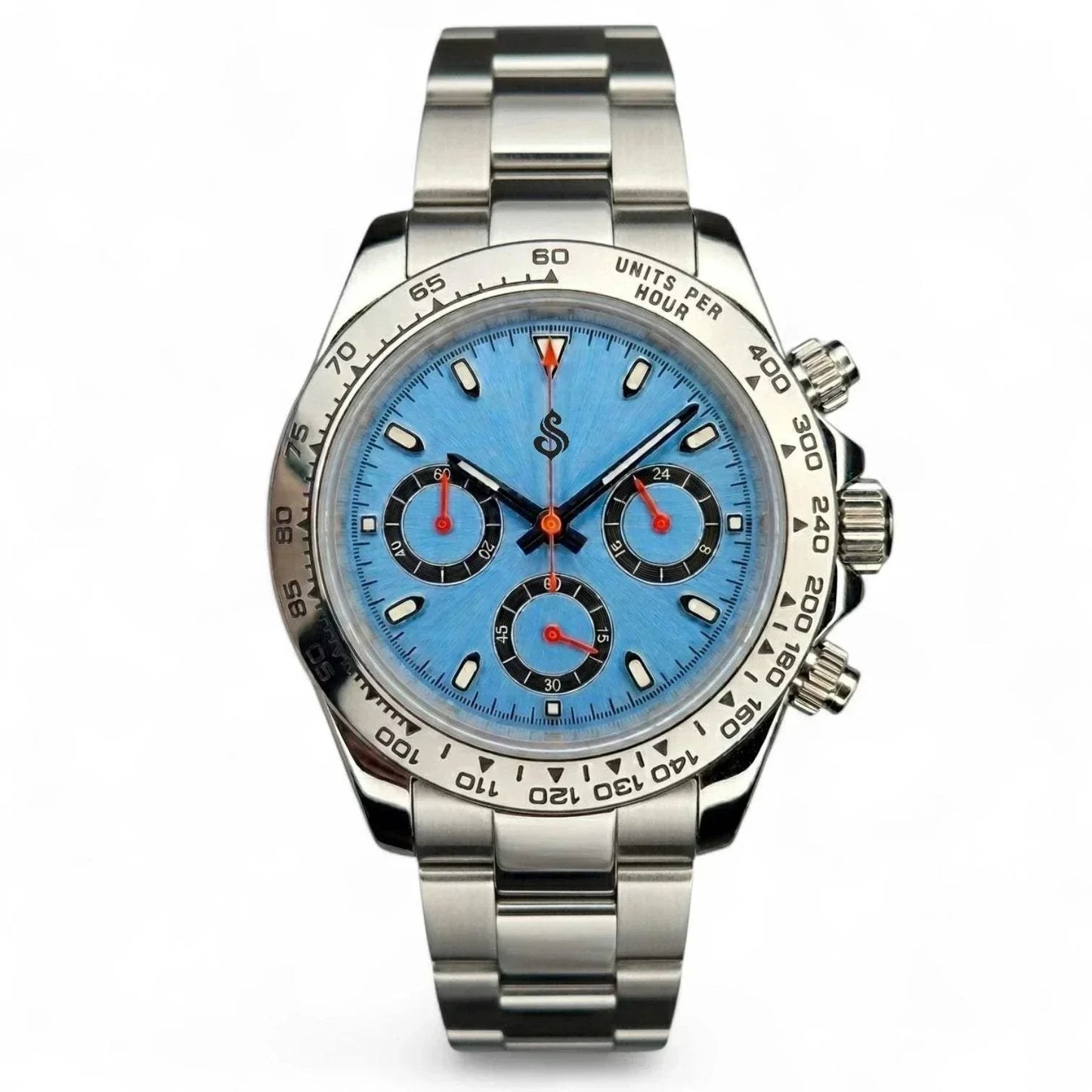 Seiko Mod Daytona Tiffany Blue with orange hands "Racing' Edition by Modtime Creations 