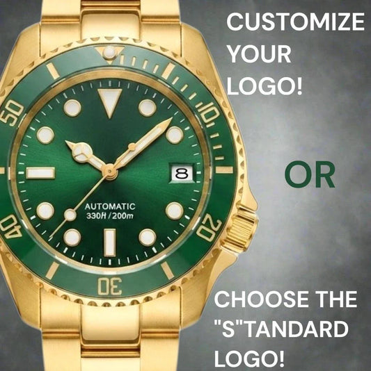 Seiko Mod SKX 42 mm Submariner Green Gold 'Hulk" luxury diver watch with NH35 automatic movement and sapphire crystal