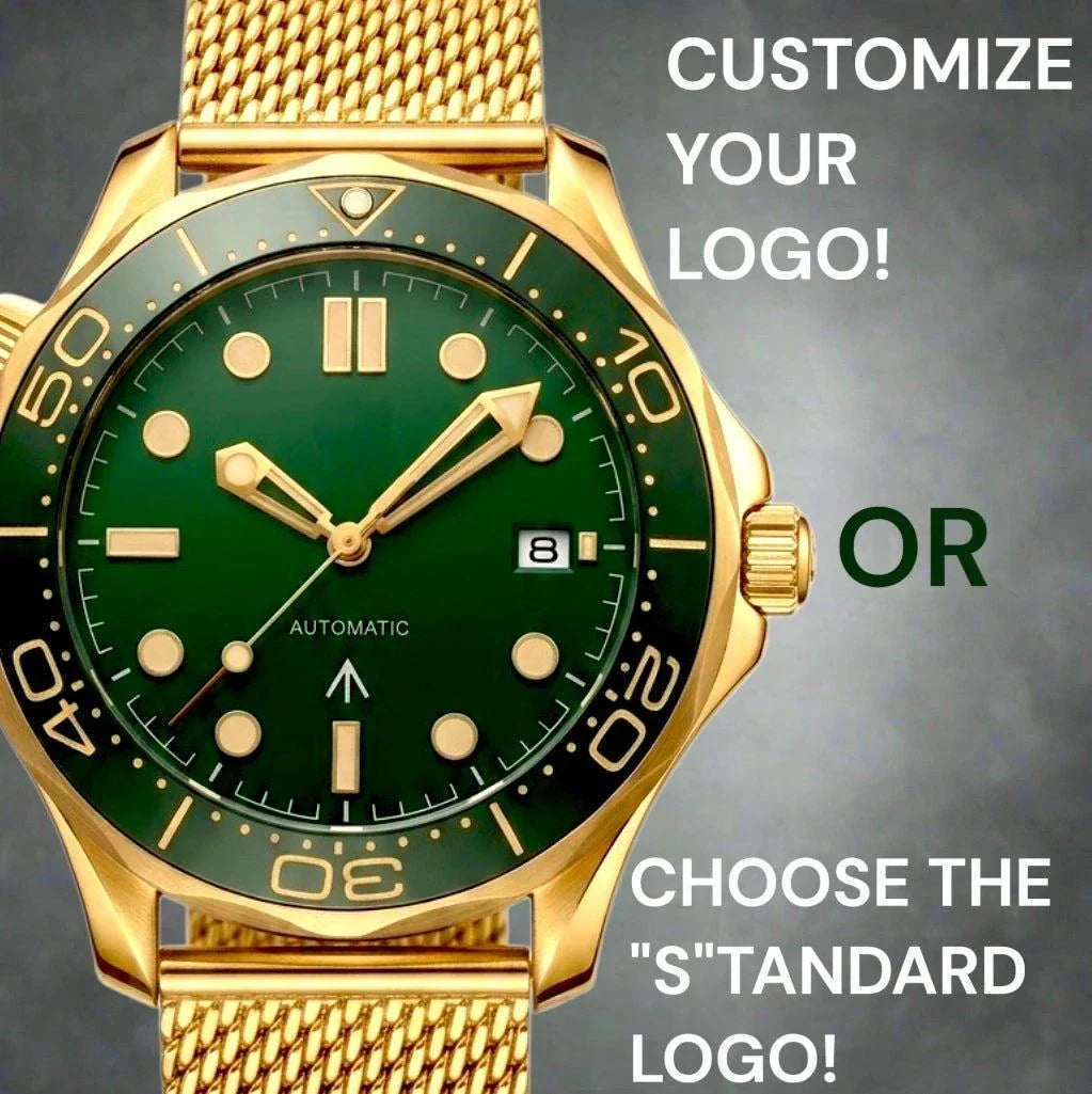 Seiko Mod SeaMaster Watch Green Gold Master Bond 007 Diver: Modtime Creations