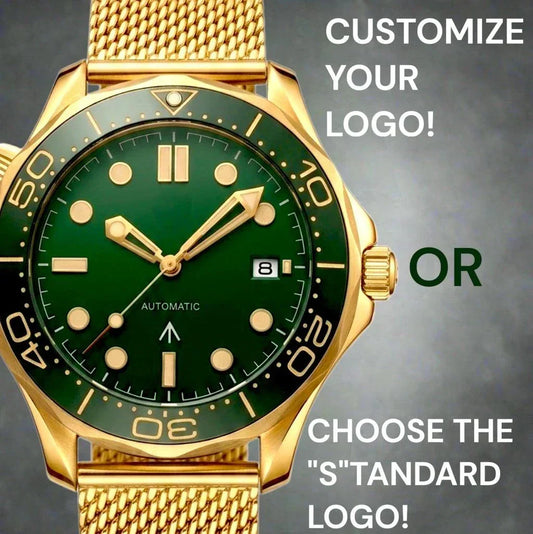 Seiko Mod SeaMaster Watch Green Gold Master Bond 007 Diver: Modtime Creations