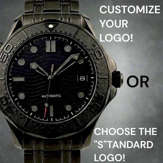 Seiko Mod Seamaster 300 Stealth Black Dial Watch and Bezel built by Modtime Creations