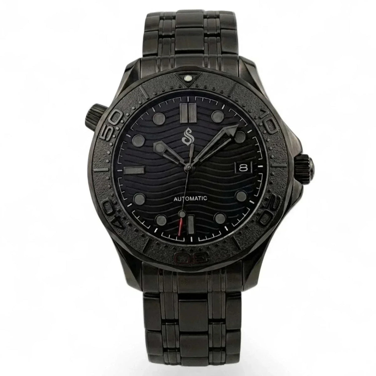 Seiko Mod Seamaster 300 Stealth Black Dial and Bezel Watch built by Modtime Creations