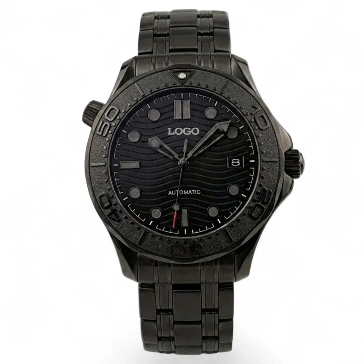 Seiko Mod Watch Seamaster 300 Stealth Black Dial and Bezel built by Modtime Creations