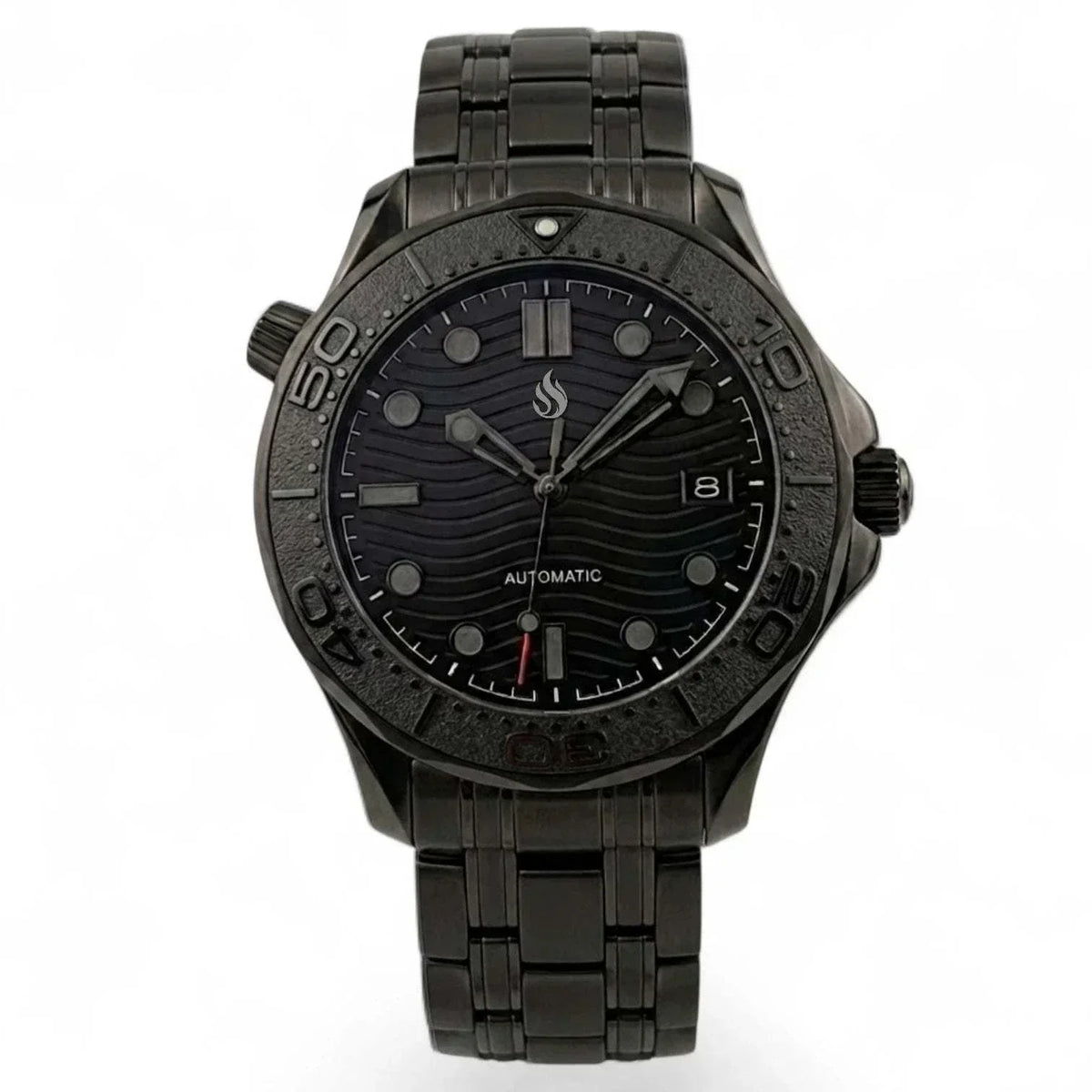 Seiko Seamaster 300 Stealth Black Dial and Bezel Mod Watch built by Modtime Creations