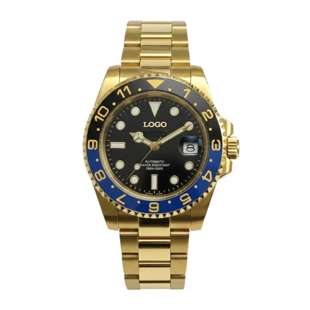 Seiko Mod Submariner "Batman" Blue Black Diver watch with sapphire crystal and NH35 automatic movement