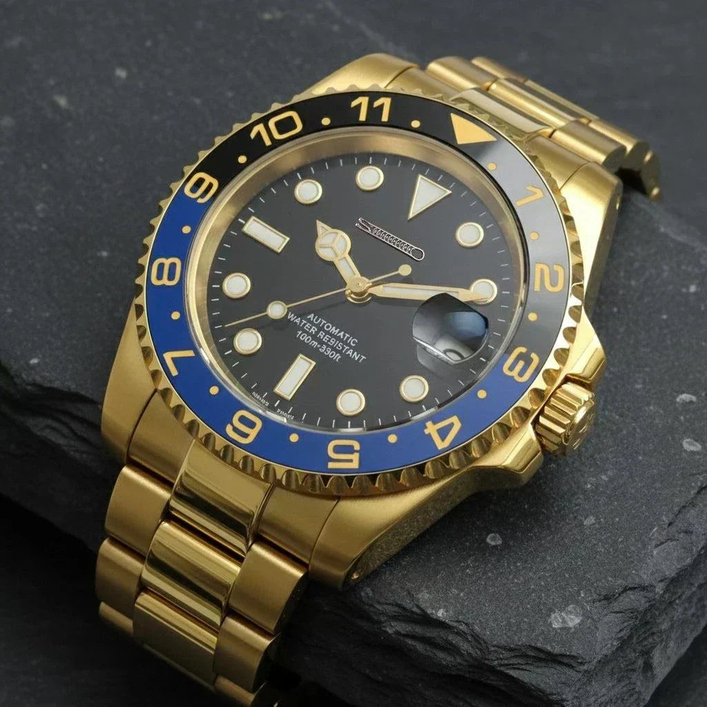 Seiko Mod Submariner "Batman" Blue Black Diver watch with sapphire crystal and NH35 automatic movement