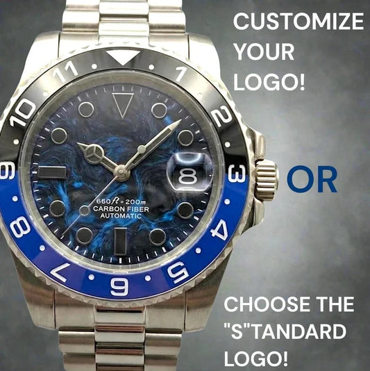 Seiko Mod Submariner Blue Black "Batman" Carbon Fiber Mod Watch built by Modtime Creations 