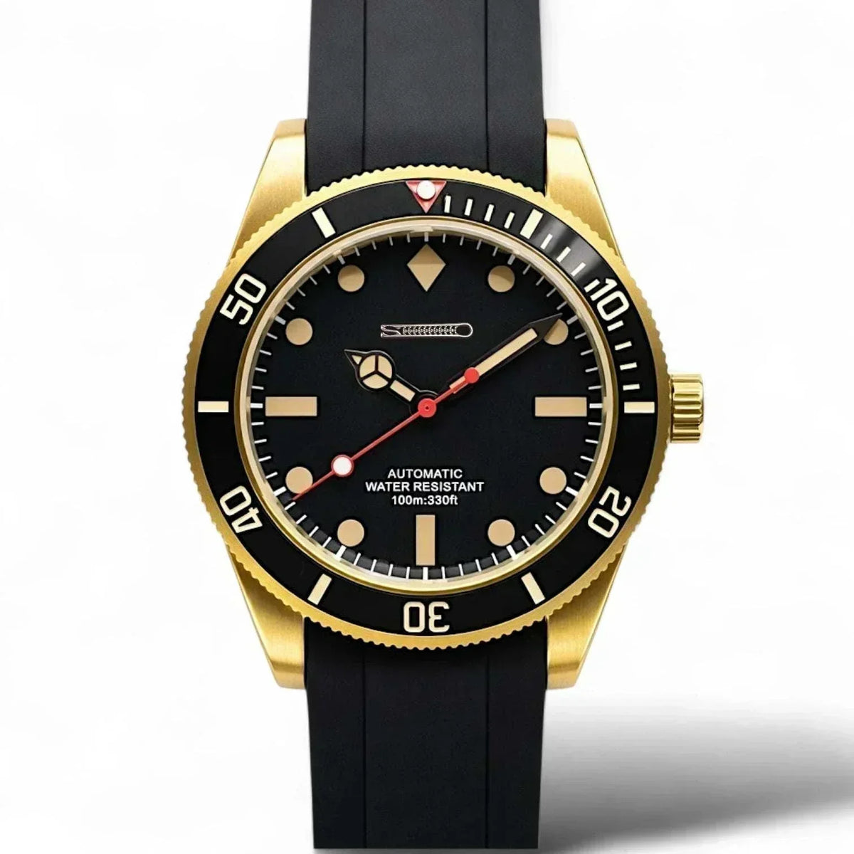 Seiko Mod Submariner Diver Black & Gold Vintage - Modtime Creations
