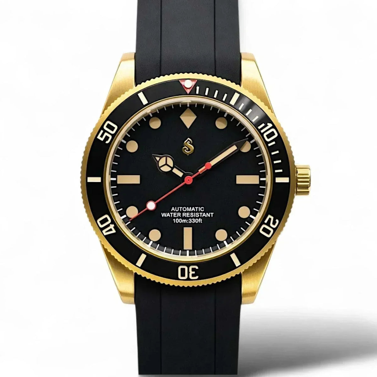 Seiko Mod Submariner Diver Black & Gold Vintage - Modtime Creations
