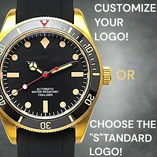 Seiko Mod Submariner Diver Black & Gold Vintage - Modtime Creations