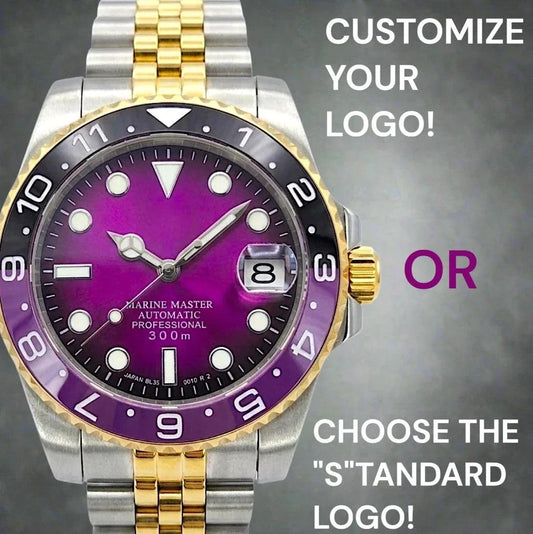 Seiko Mod Submariner Fuschia Purple Dial "Joker Two-Tone watch built by modtime creations