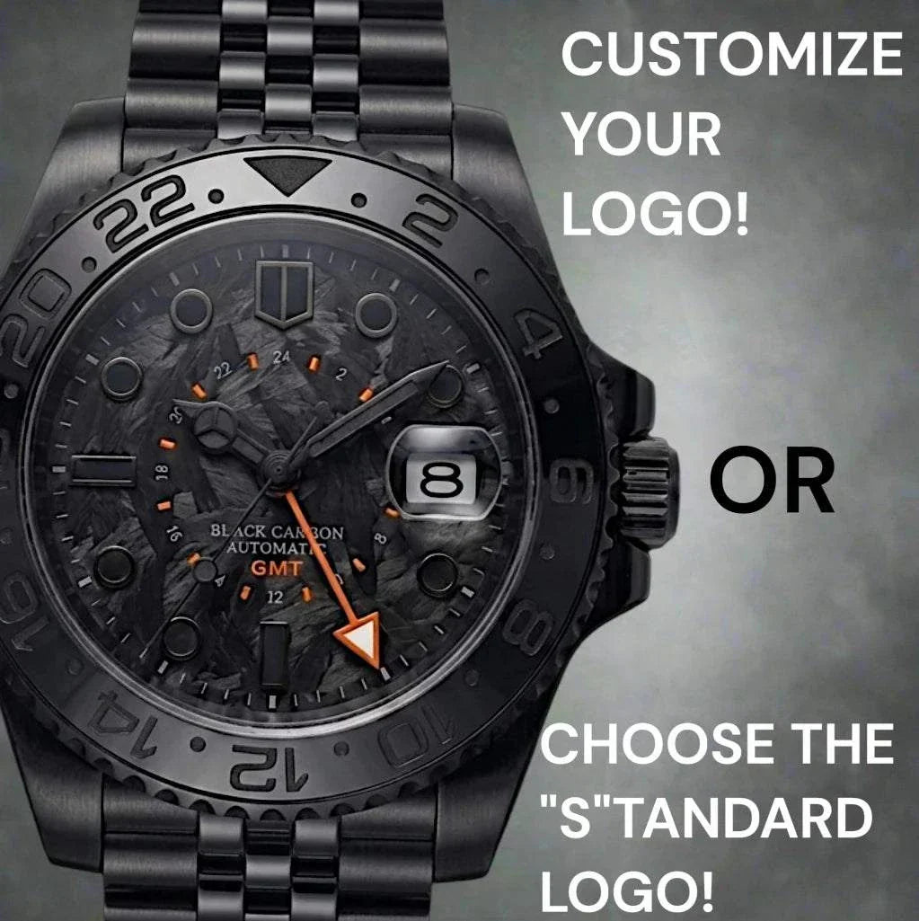Seiko Mod Submariner GMT Carbon Fiber Stealth Black Orange watch built by Modtime Creations 