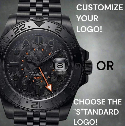 Seiko Mod Submariner GMT Carbon Fiber Stealth Black Orange watch built by Modtime Creations 