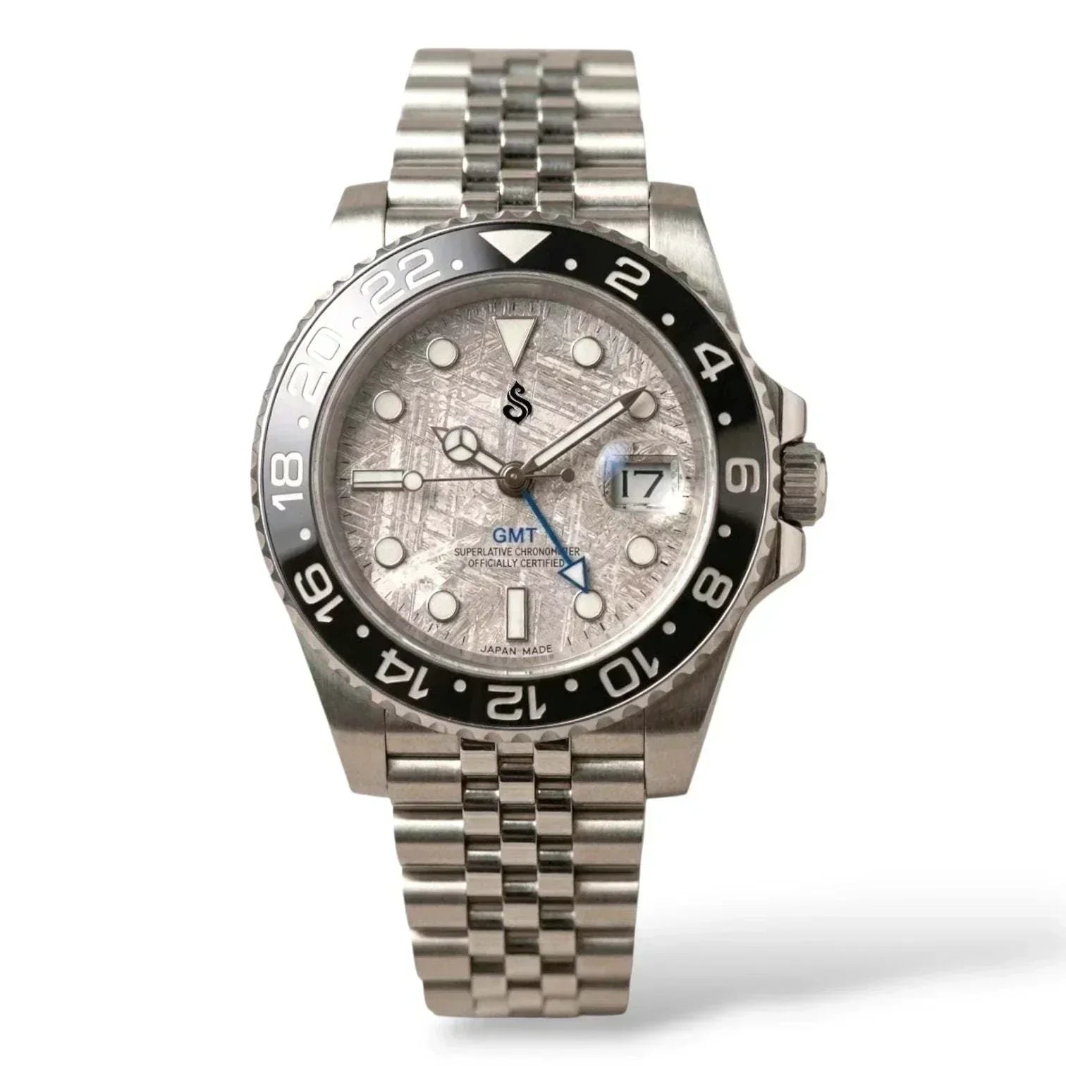 Seiko Mod Submariner Grey Carbon Fiber Diver Black GMT - Modtime Luxury Watch