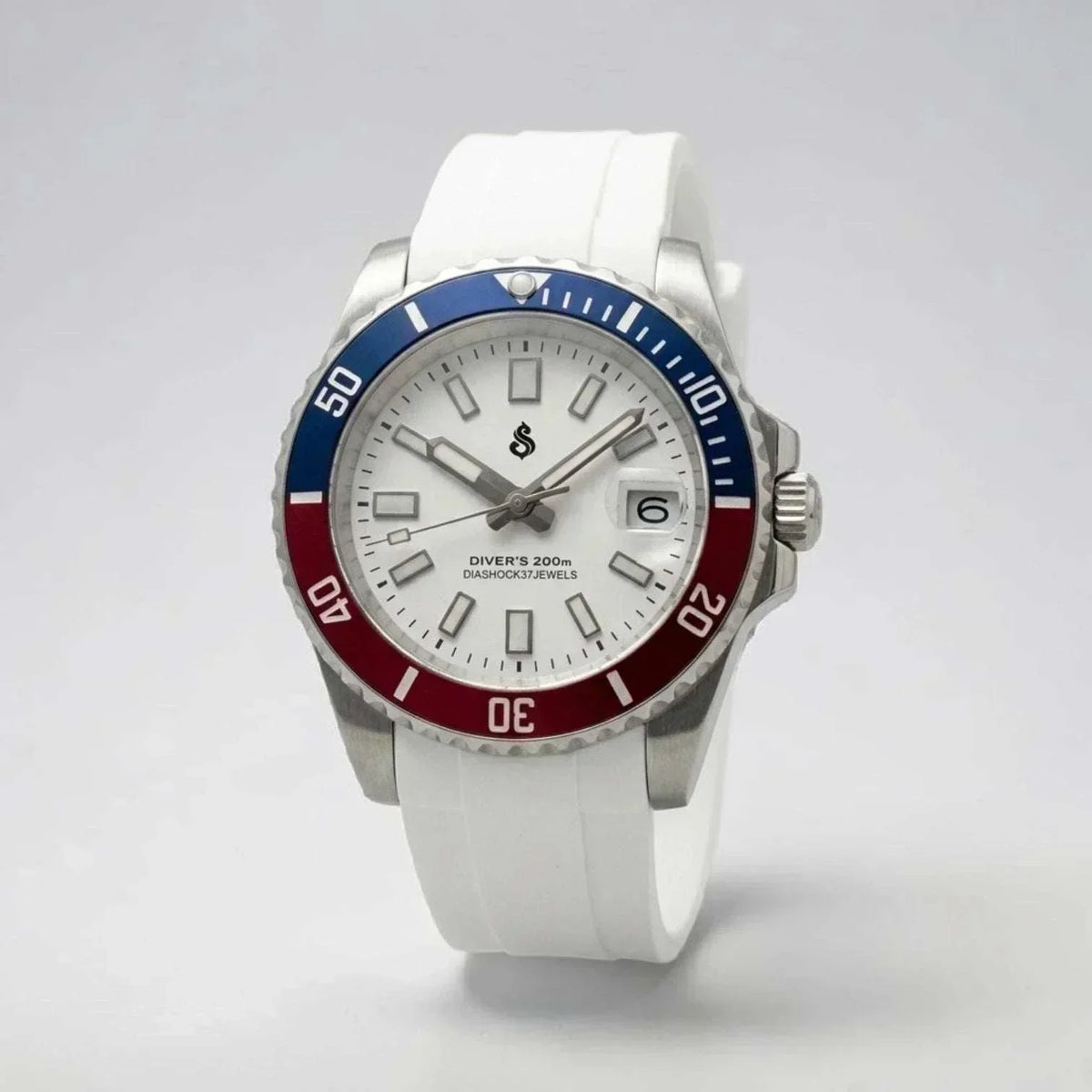 Seiko Mod Submariner Homage "Red Blue Superman"stainless steel bracelet and ceramic bezel by Modtime