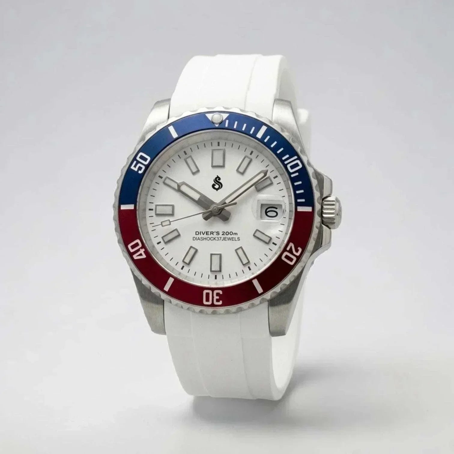 Seiko Mod Submariner Homage "Red Blue Superman"stainless steel bracelet and ceramic bezel by Modtime