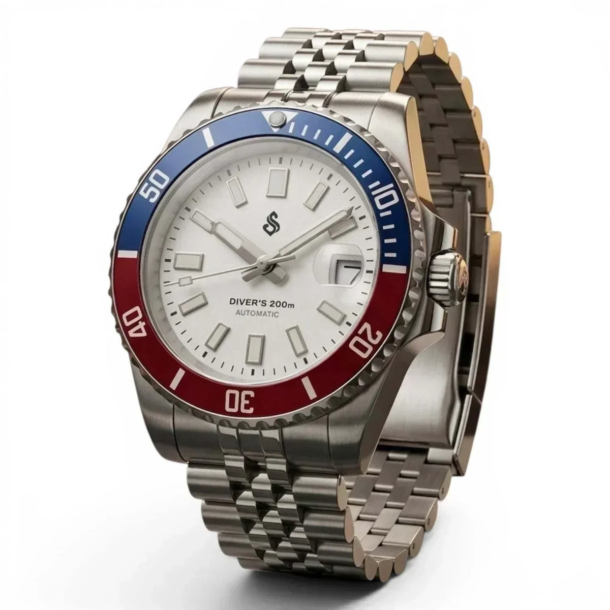 Seiko Mod Submariner Homage "Red Blue Superman"stainless steel bracelet and ceramic bezel by Modtime