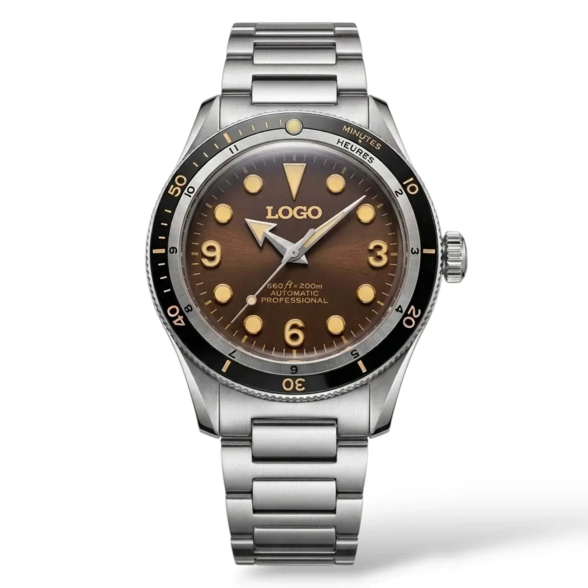 Seiko Mod Watch 40 mm Vintage Brown Dial Diver Series - Modtime creations