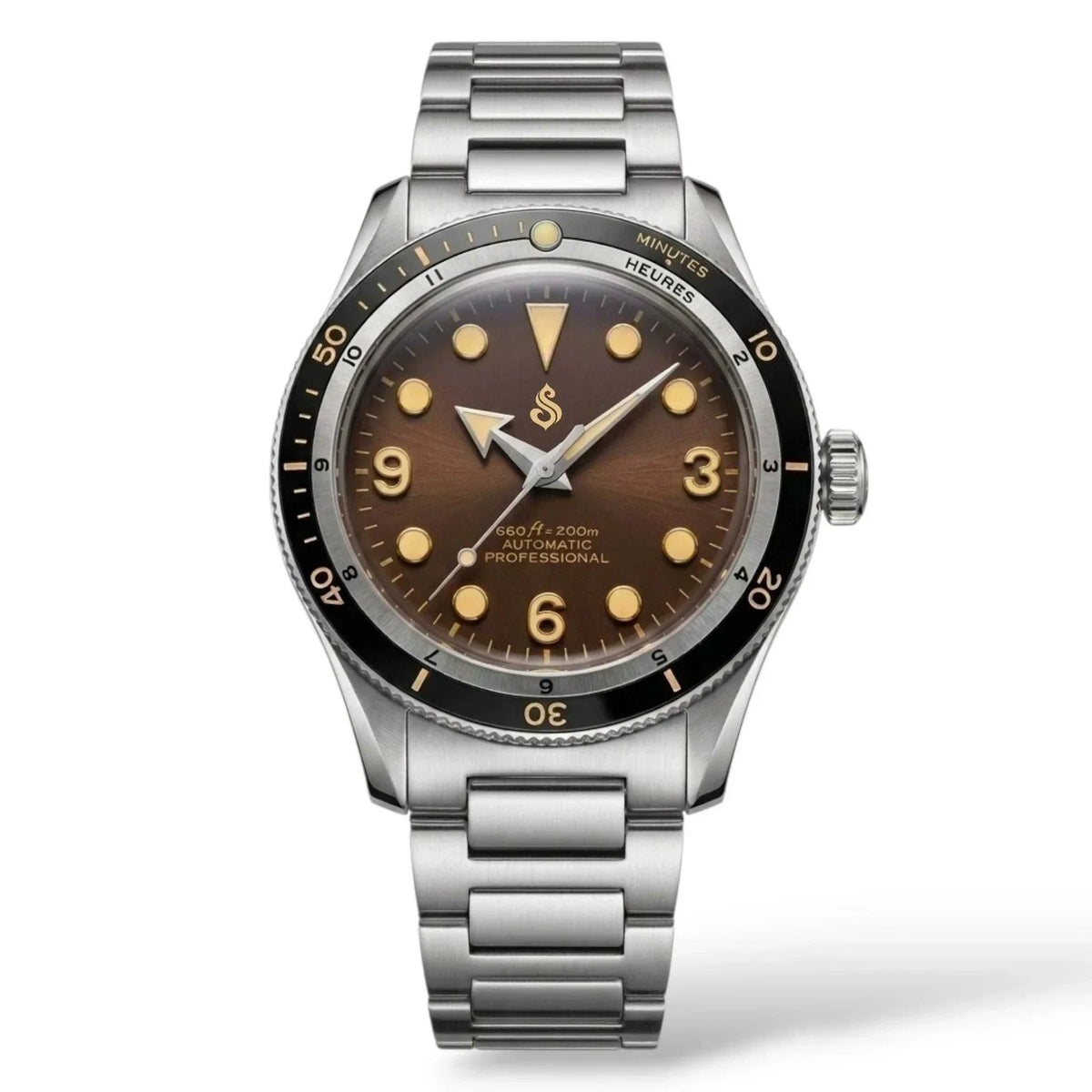 Seiko Mod Watch 40 mm Vintage Brown Dial Diver Series - Modtime creations