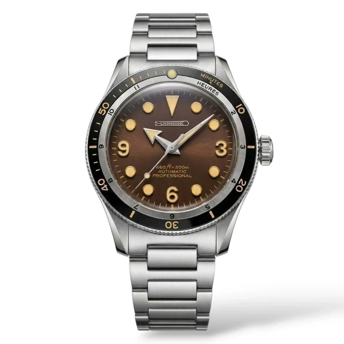 Seiko Mod Watch 40 mm Vintage Brown Dial Diver Series - Modtime creations