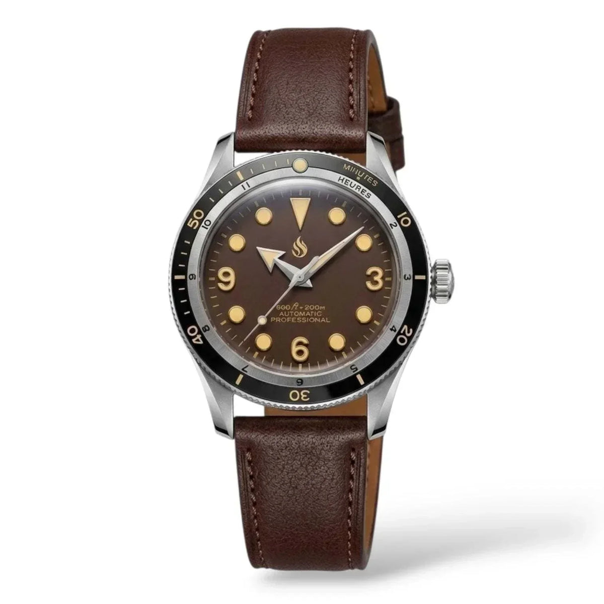 Seiko Mod Watch 40 mm Vintage Brown Dial Diver Series - Modtime creations