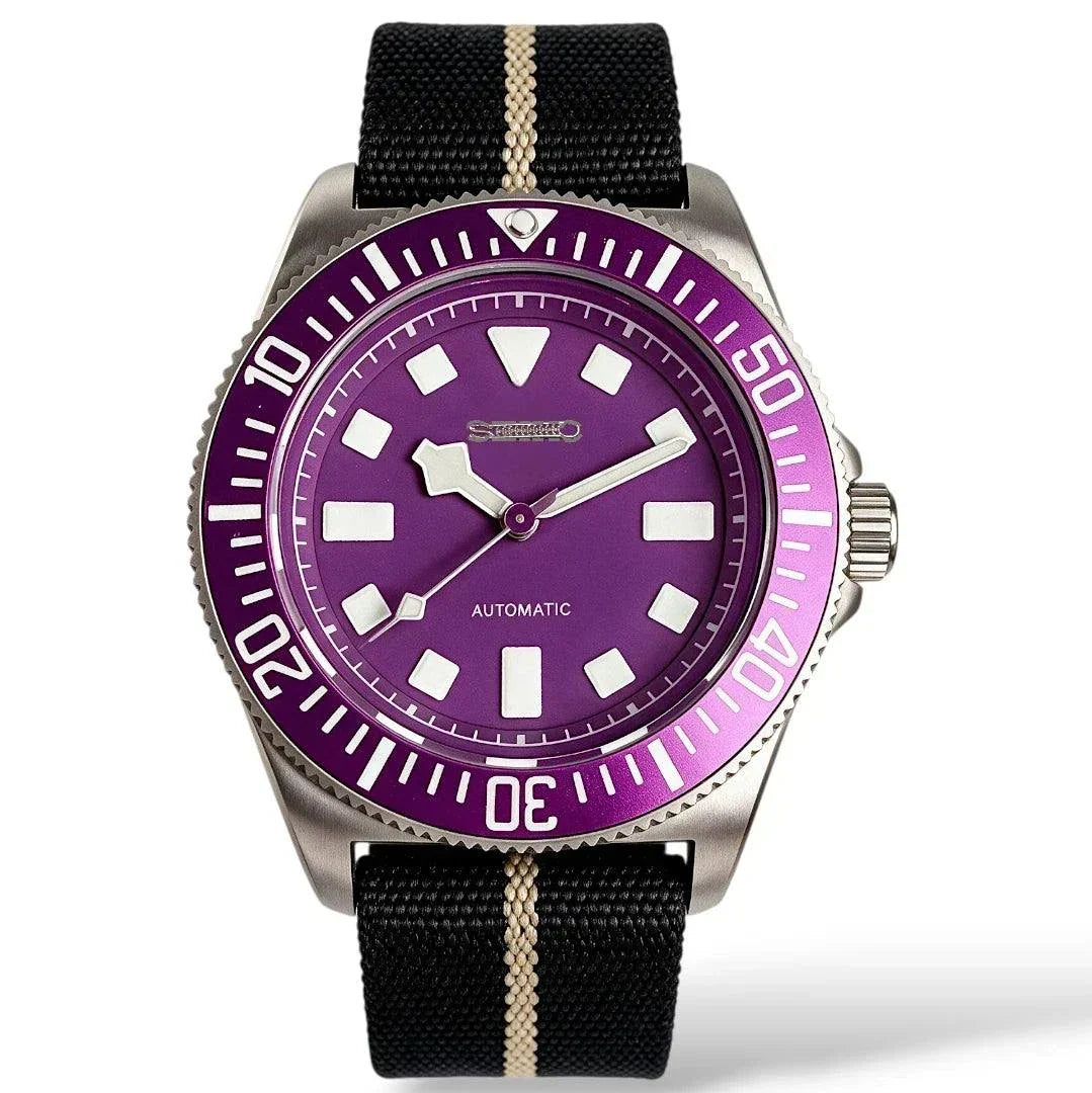 Seiko Mod Watch 42MM Tudor Pelagos Fuscia Purple Titanium Case Mod Watch by Modtime Creations