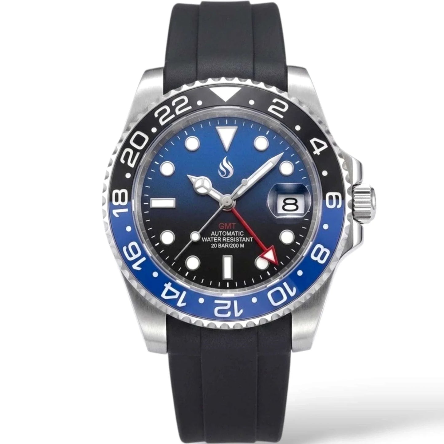 Seiko Mod Watch Black Blue Batman GMT Series - Modtime Creations