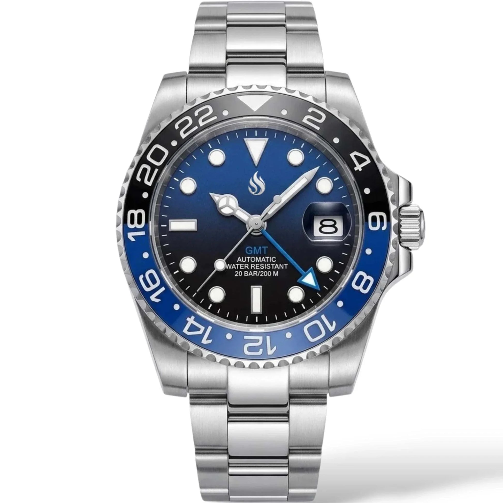 Seiko Mod Watch Black Blue Batman GMT Series - Modtime Creations