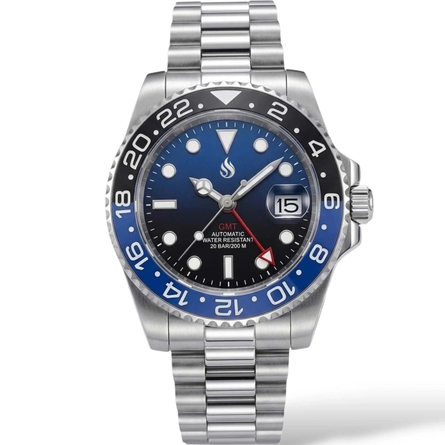 Seiko Mod Watch Black Blue Batman GMT Series - Modtime Creations