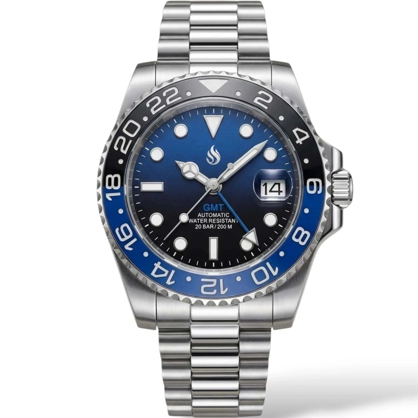 Seiko Mod Watch Black Blue Batman GMT Series - Modtime Creations