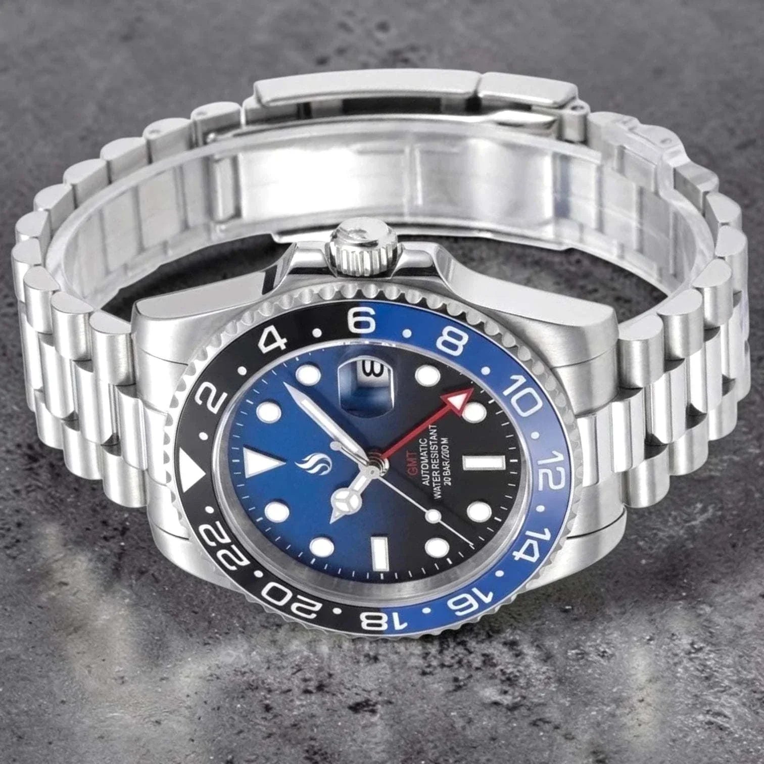 Seiko Mod Watch Black Blue Batman GMT Series - Modtime Creations