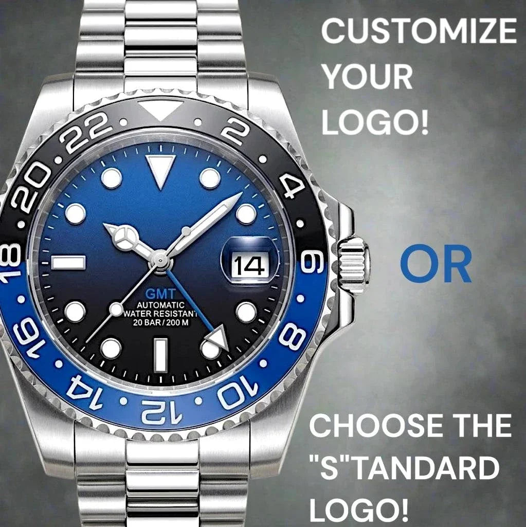 Seiko Mod Watch Black Blue Batman GMT Series - Modtime Creations