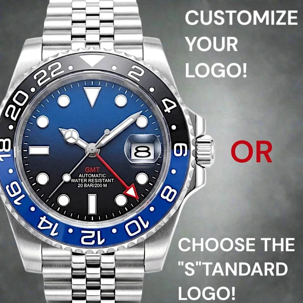 Seiko Mod Watch Black Blue Batman GMT Series - Modtime Creations