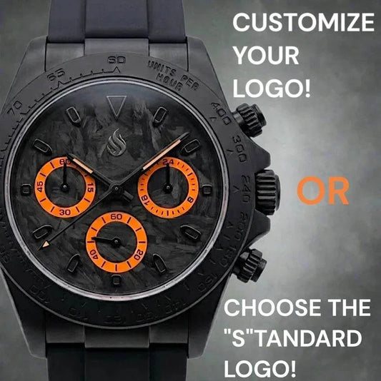 Seiko Mod Watches Daytona Carbon Fiber Black Orange Stealth Dial built by Modtime Creations