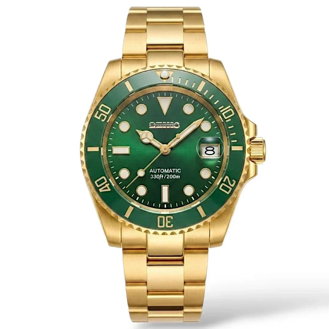 Seiko Mod Watch Submariner Green Gold "Hulk" Diver at Modtime Creations 