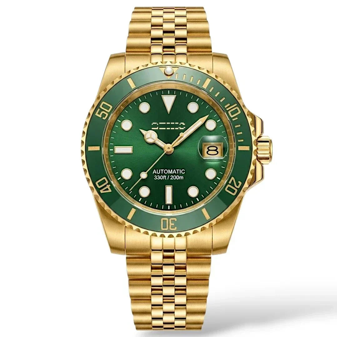 Seiko Mod Watch Submariner Green Gold "Hulk" Diver at Modtime Creations 
