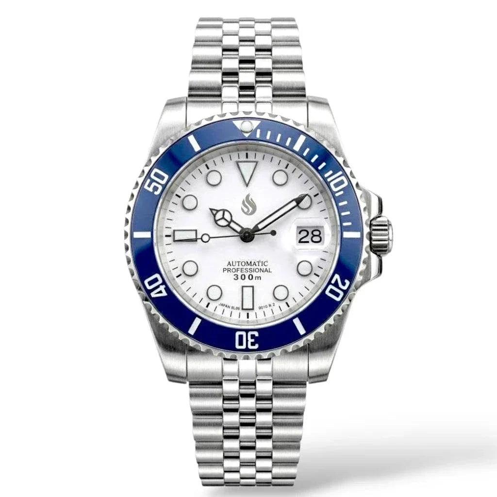 Seiko Mod Watch Submariner Series "Blue White" Diver - Modtime Creations 