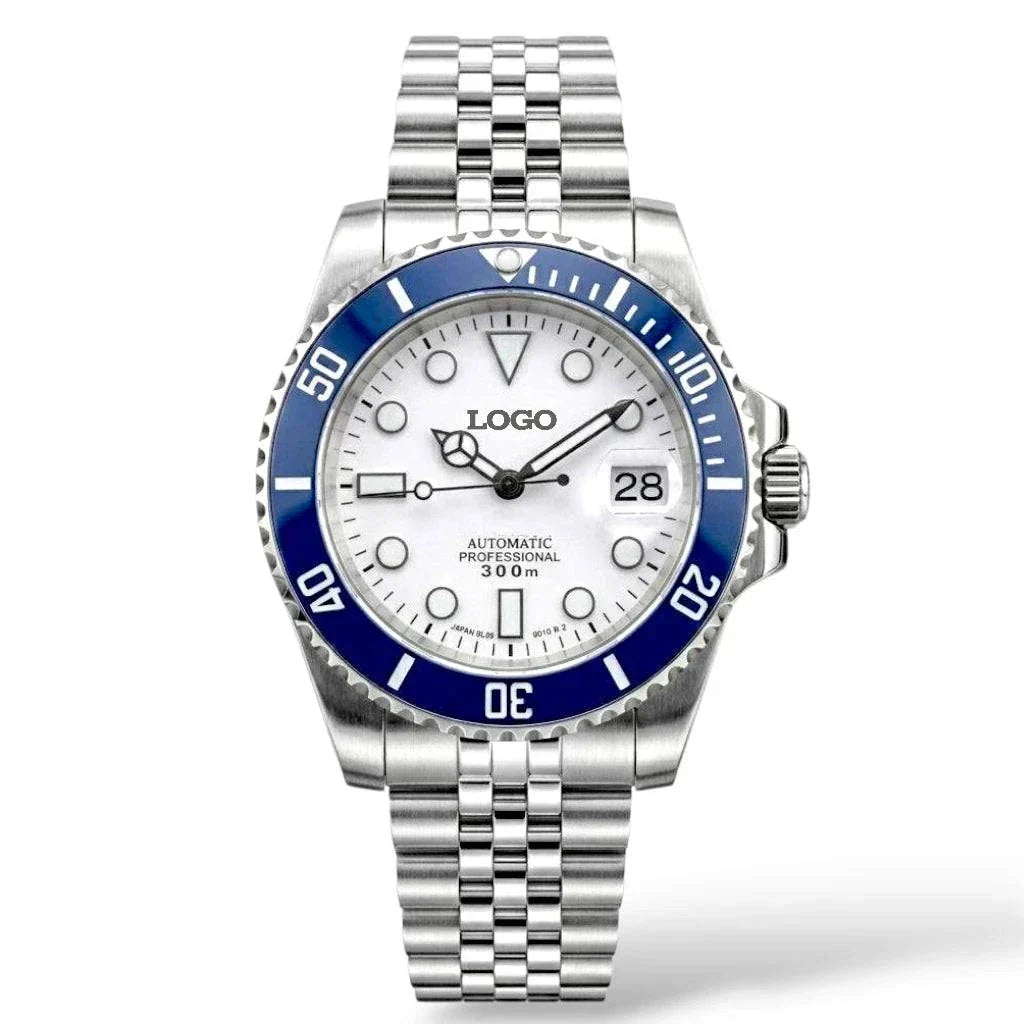 Seiko Mod Watch Submariner Series "Blue White" Diver - Modtime Creations 