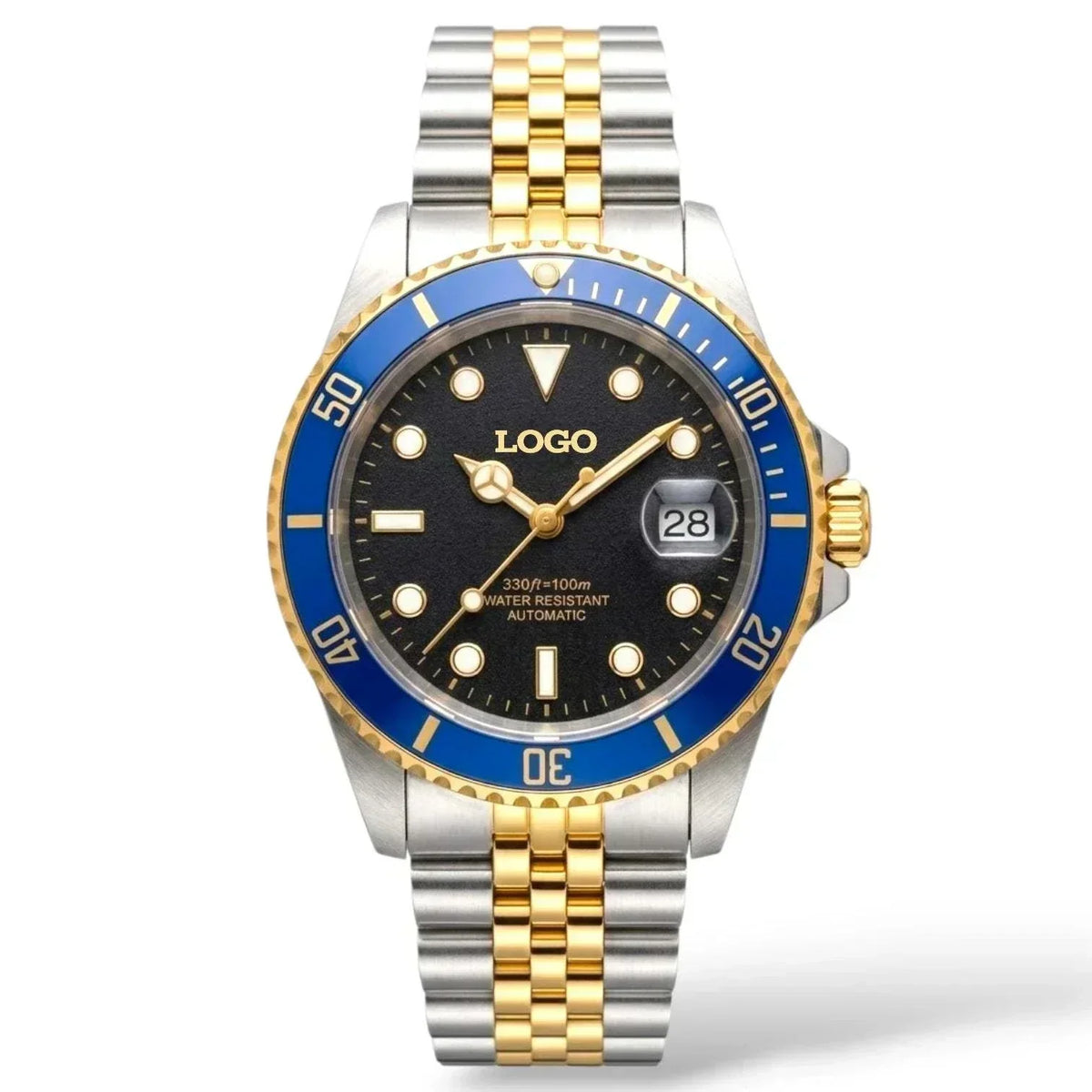 Seiko Mod Watch Two-Tone Submariner Diver Blue Black Diver - Modtime Creations