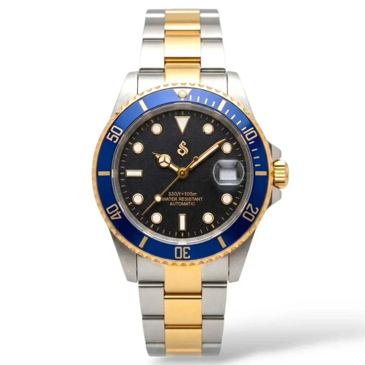 Seiko Mod Watch Two-Tone Submariner Diver Blue Black Diver - Modtime Creations