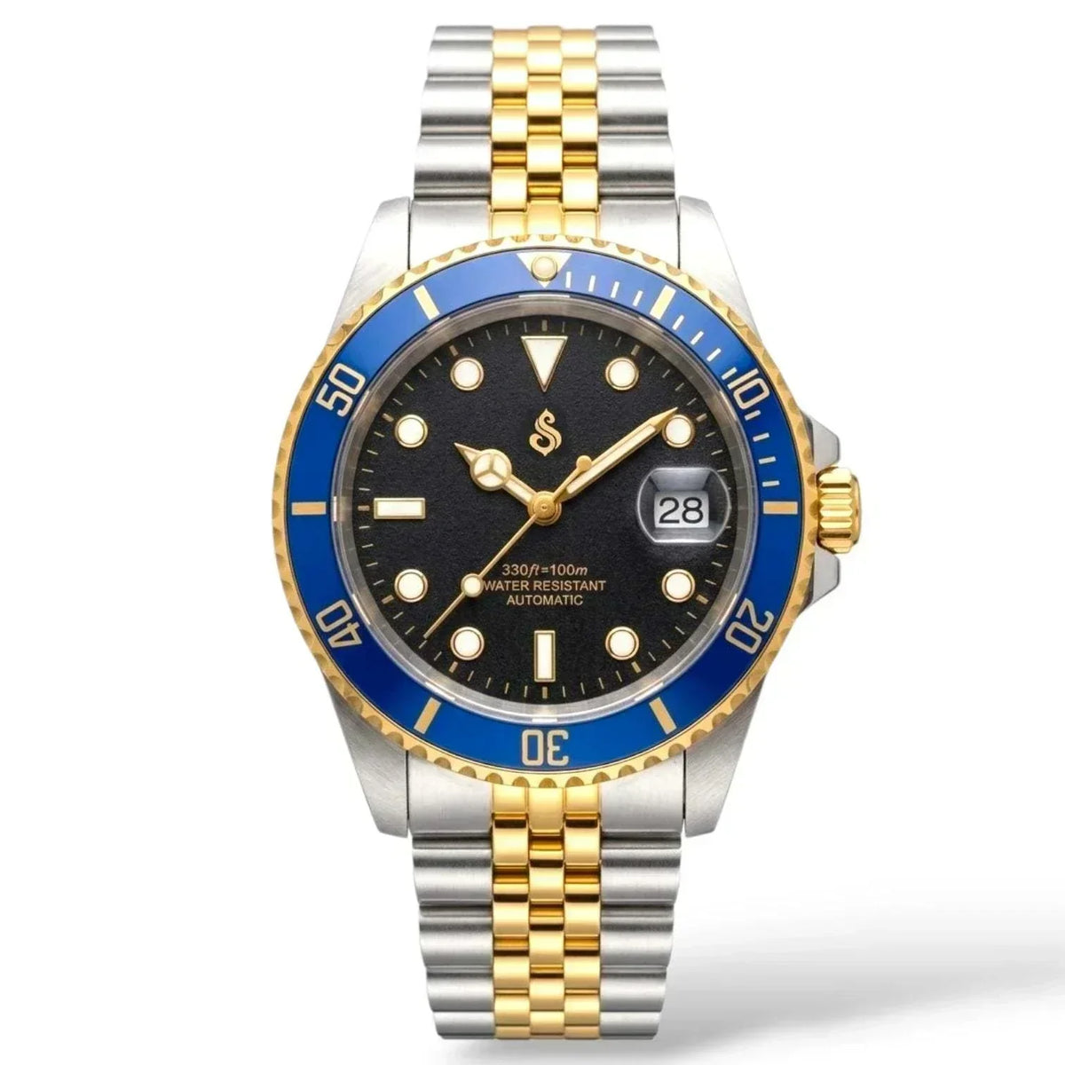 Seiko Mod Watch Two-Tone Submariner Diver Blue Black Diver - Modtime Creations