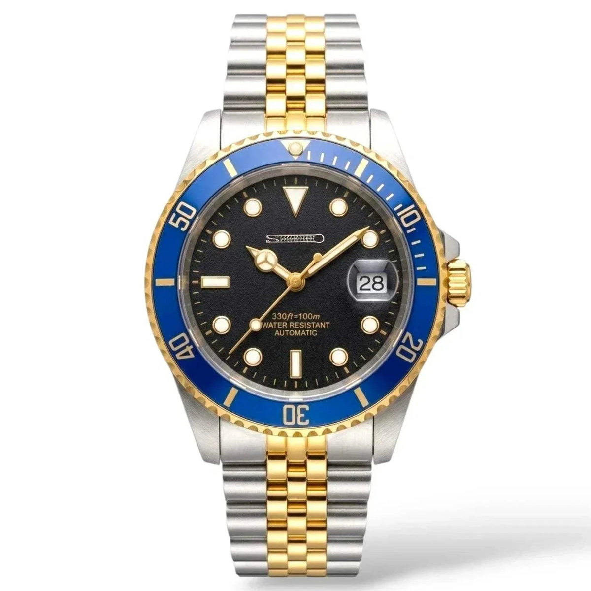 Seiko Mod Watch Two-Tone Submariner Diver Blue Black Diver - Modtime Creations