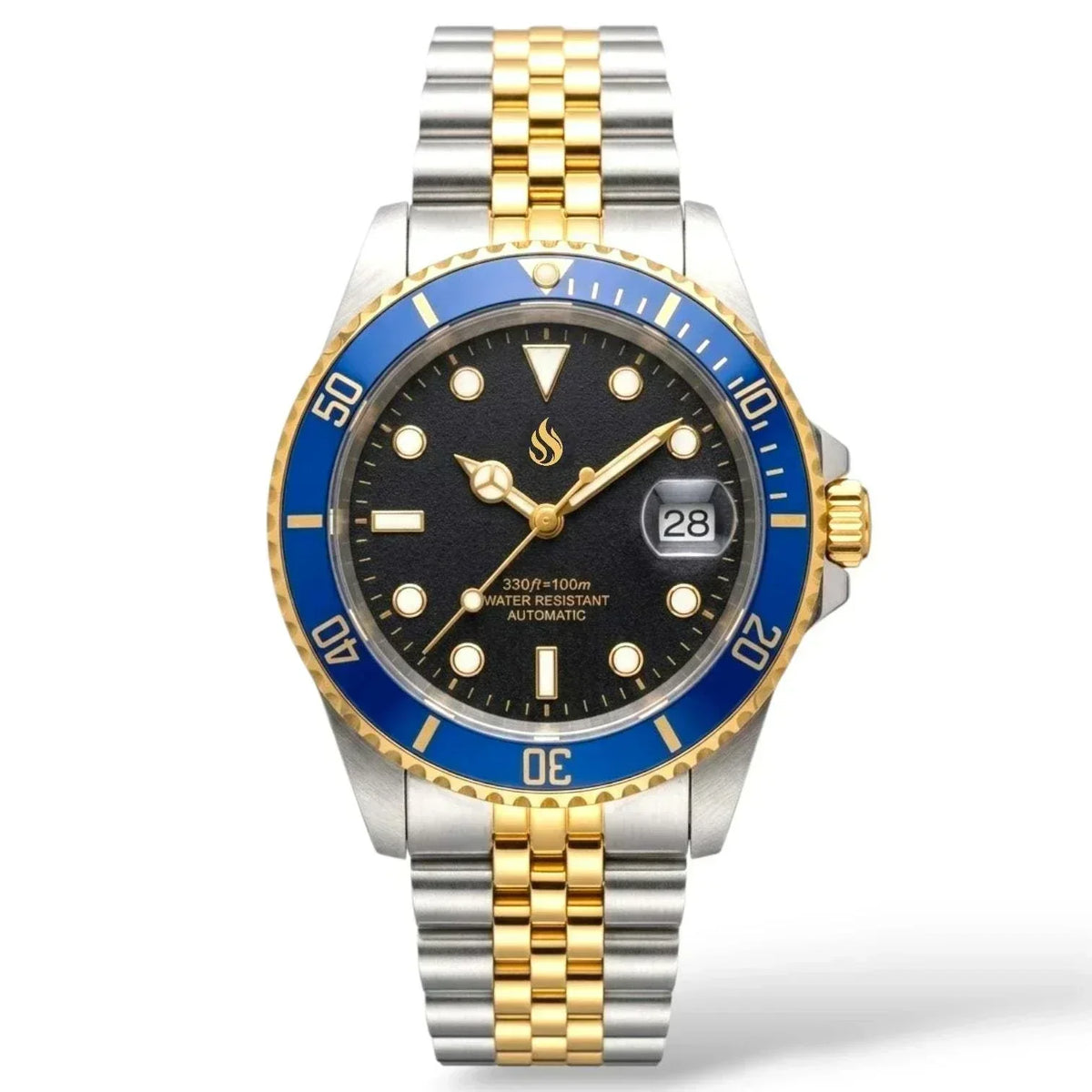 Seiko Mod Watch Two-Tone Submariner Diver Blue Black Diver - Modtime Creations