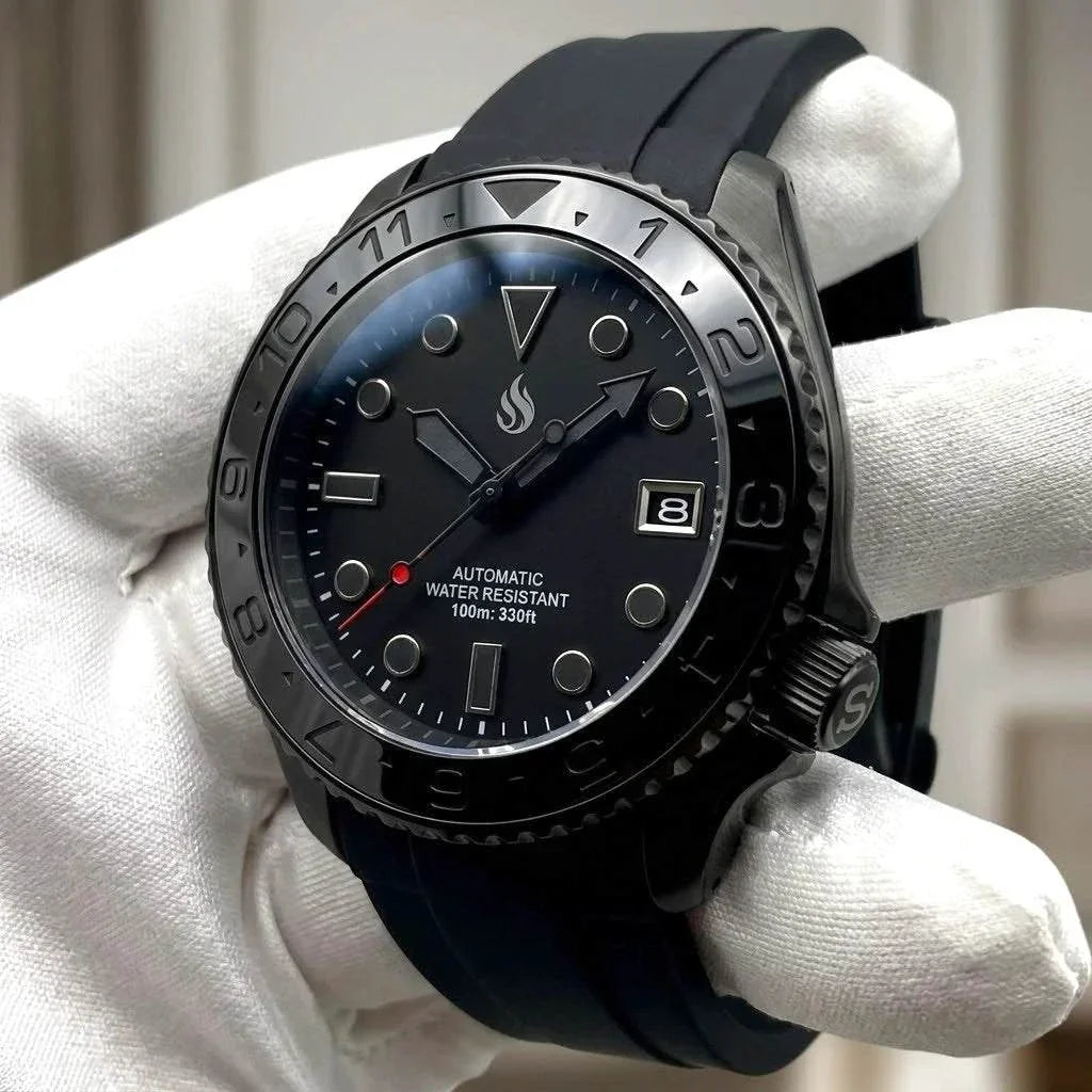 Seiko Mod Watches 42 MM SKX Stealth Diver style Homage built by Modtime Creations