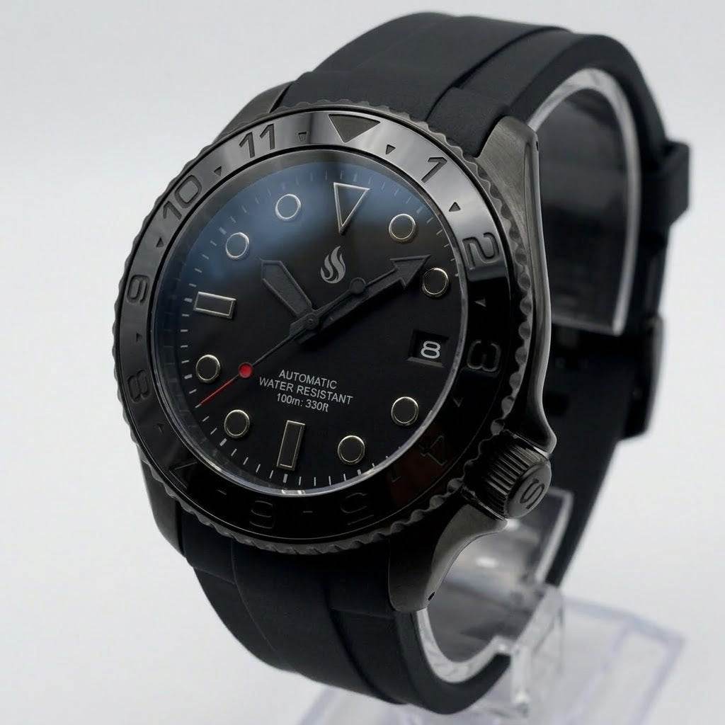 Seiko Mod Watches 42 MM SKX Stealth Diver style Homage built by Modtime Creations
